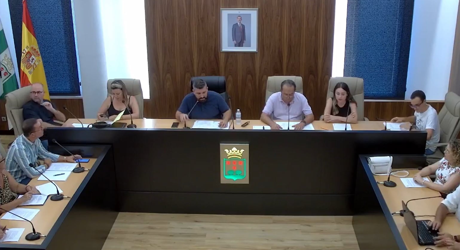 Momento del pleno de organización del Ayuntamiento de El Verger, retransmitido por Facebook.