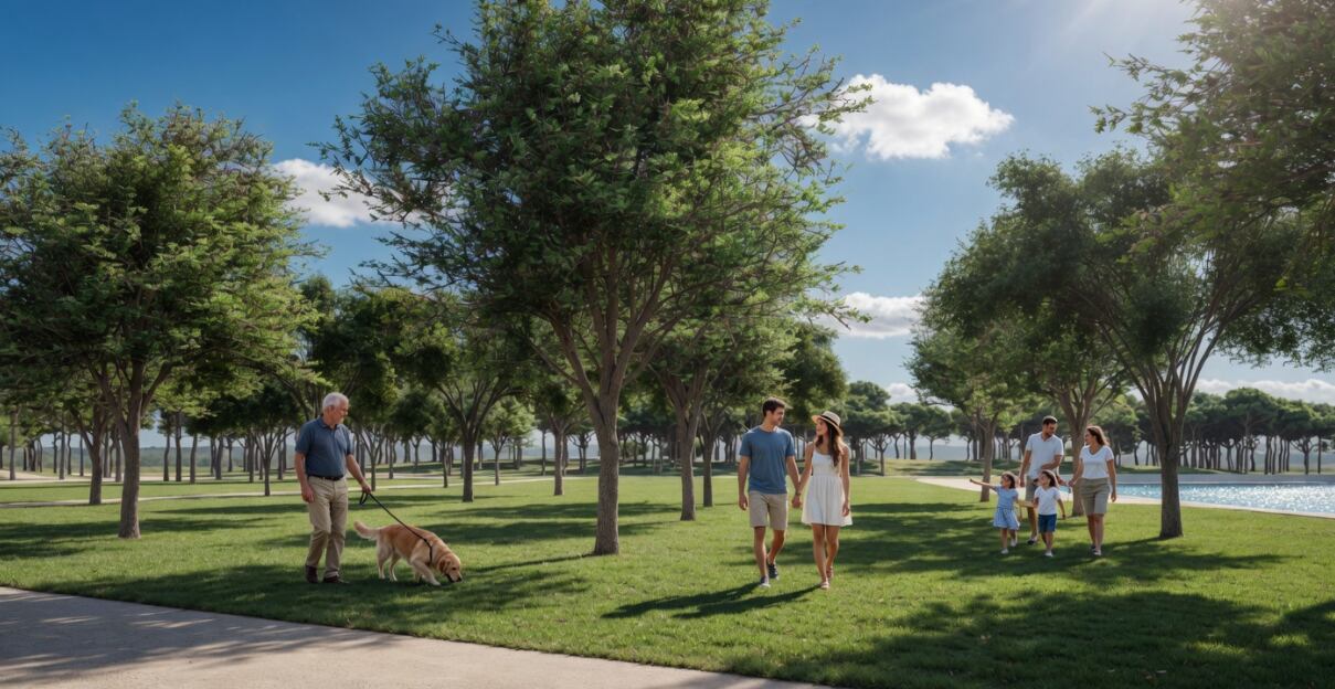 Camino junto a la plaza del agua