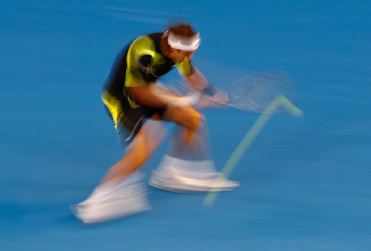 Una instantánea de David Ferrer durante la semifinal del Open de Australia 2011