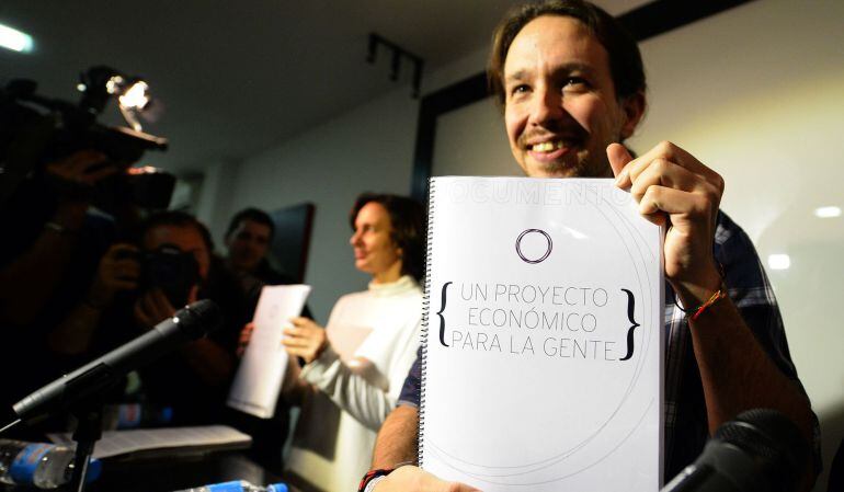 Pablo Iglesias presentando el programa económico de Podemos