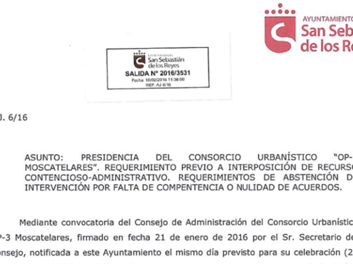 Pide a la Comunidad de Madrid que deje de usurpar la presidencia de un consorcio urbanístico