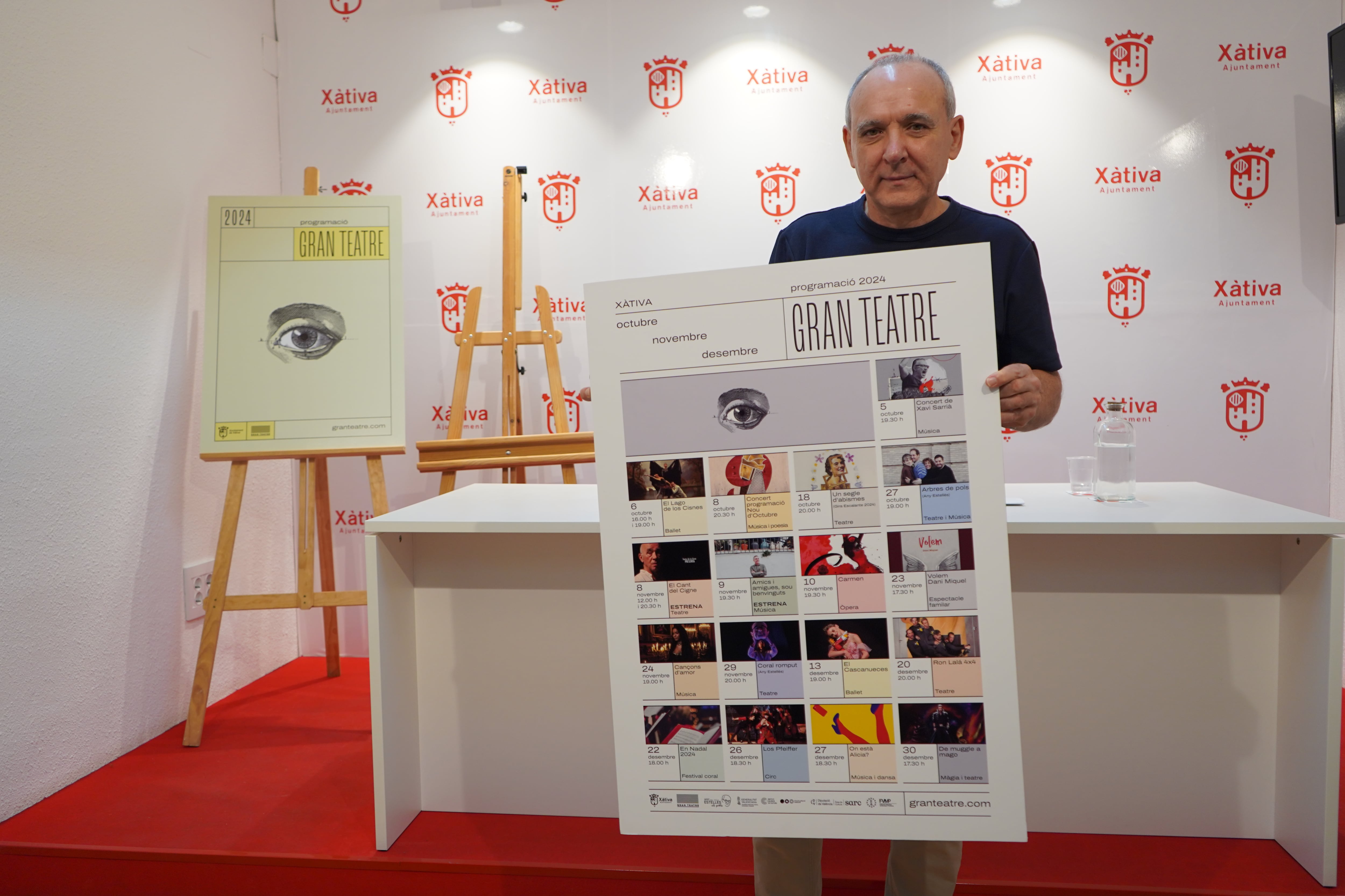 Alfred Boluda presenta la programación del Gran Teatre de Xàtiva. Fuente: Ajuntament de Xàtiva