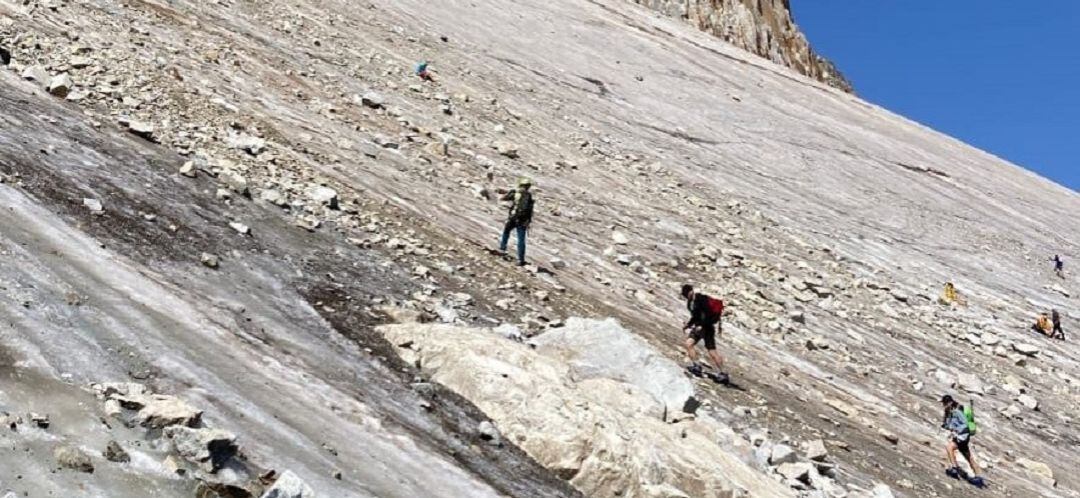 La zona del glaciar del Aneto este sábado