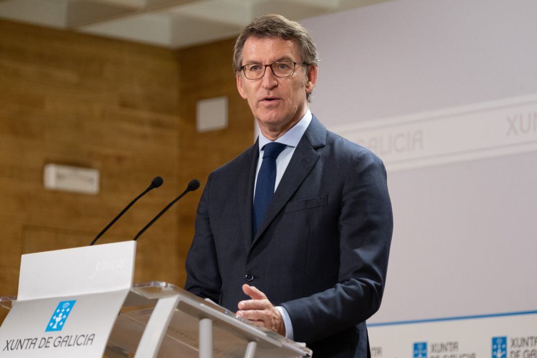 Feijóo durante la rueda de prensa do Consello da Xunta
