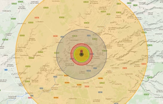 Simulación de una explosión nuclear de 10 megatones sobre Valladolid.