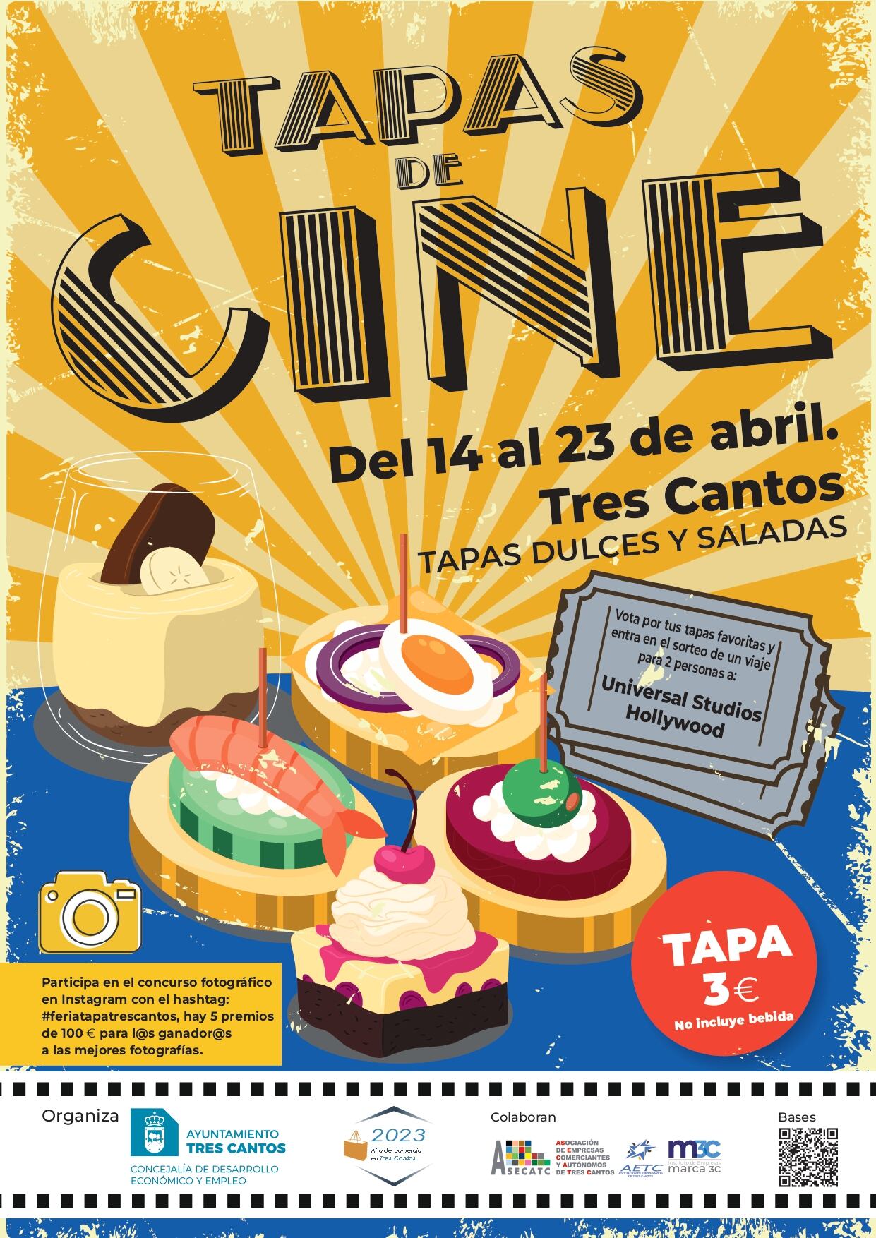 Hasta el 22 de abril, 32 establecimientos de hostelería del municipio ofrecerán originales tapas dulces y saladas, con nombres de películas y un coste de 3 euros, además de la posibilidad de ganar un viaje para dos personas a Universal Studios Hollywood