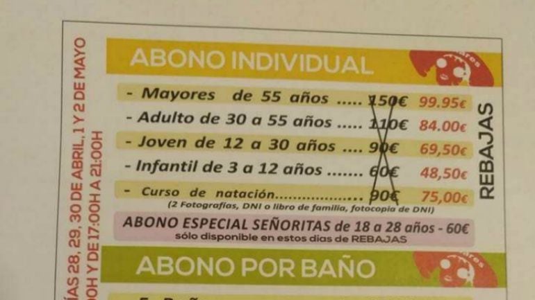 Abono especial &#039;señoritas&#039; en la piscina Benidorm de Linares.