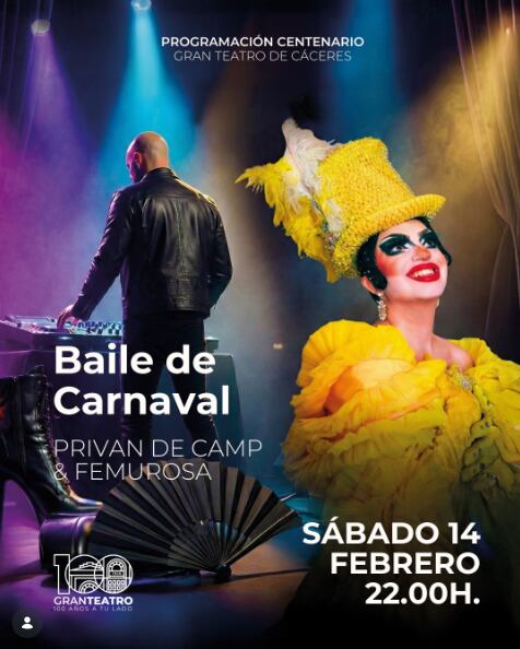 Cartel del Baile de Carnaval en el Gran Teatro de Cáceres