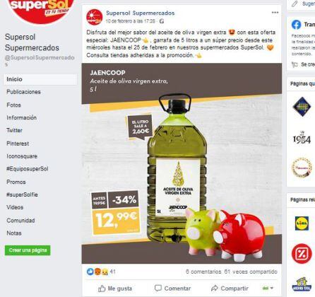 Anuncio en la red social de Supersol