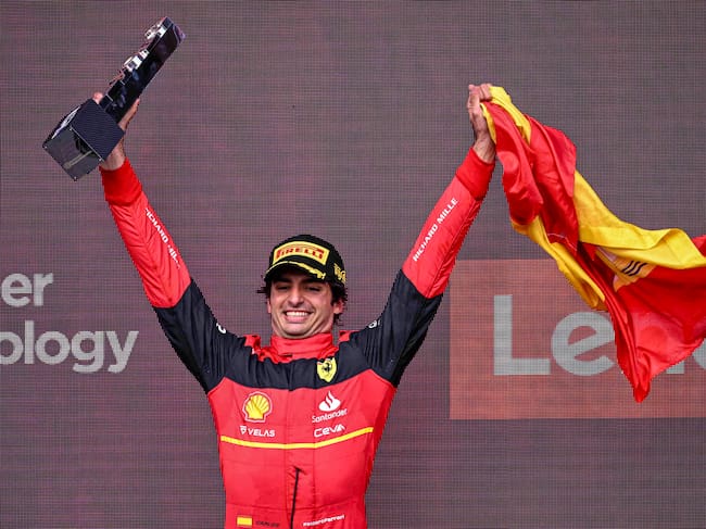 Sainz, en el podio de Silverstone.