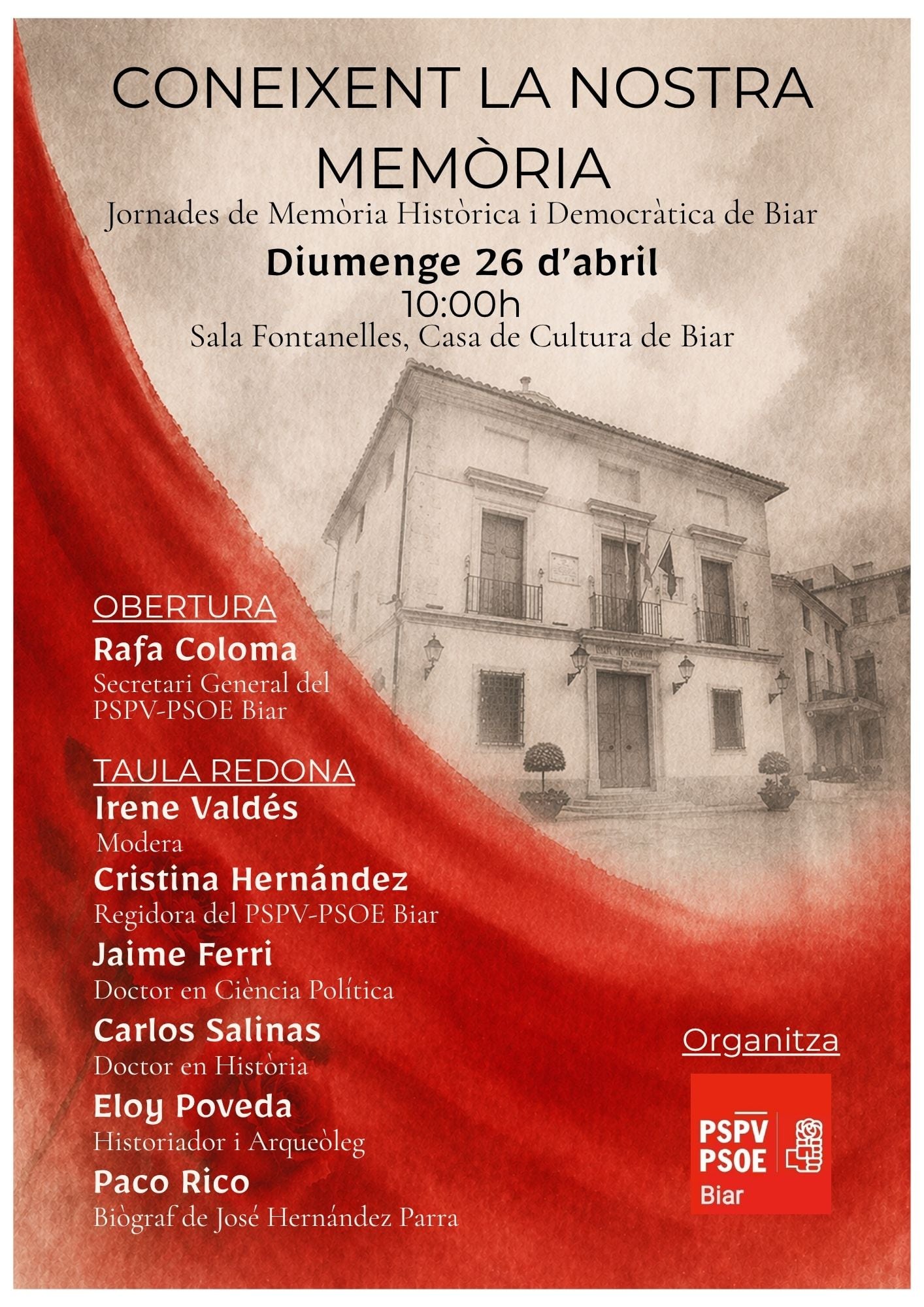 Cartel de la actividad organizada por el PSOE de Biar