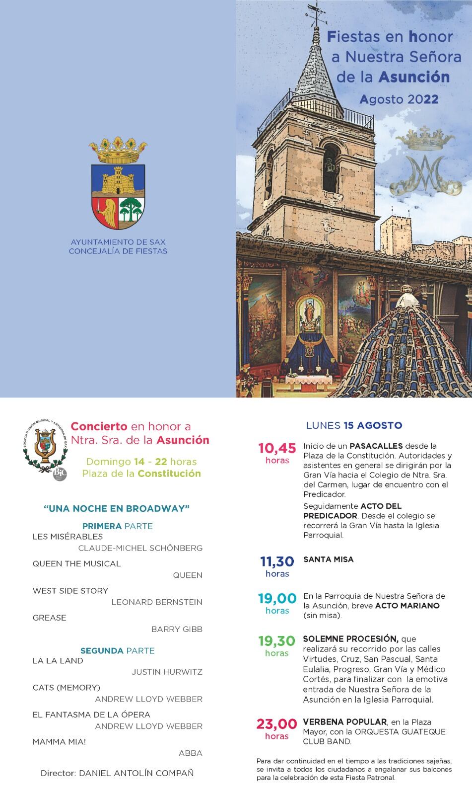 Cartel fiestas en honor a Nuestra Señora de la Asunción