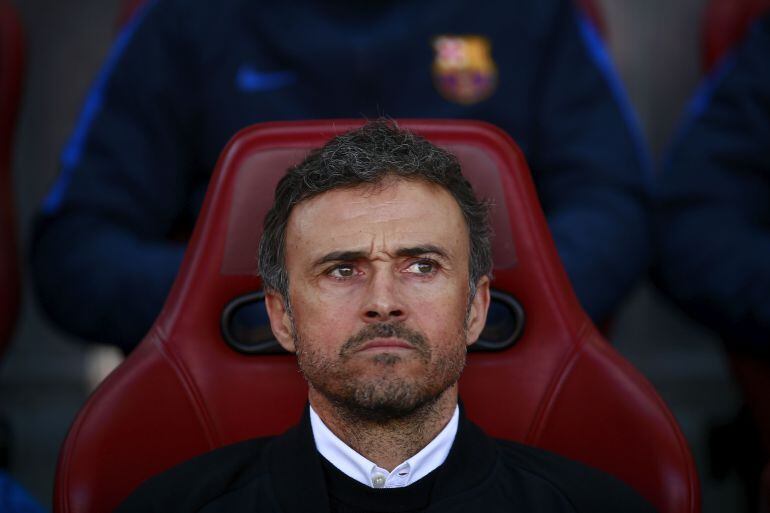 Luis Enrique, en el banquillo del Camp Nou