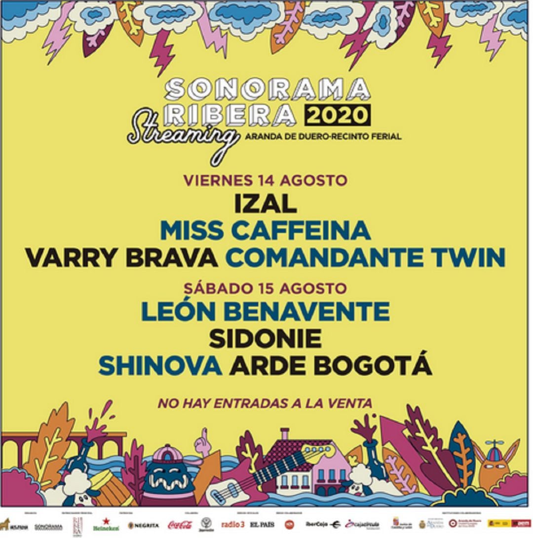 Cartel por días de la edición en streaming de Sonorama Ribera 2020