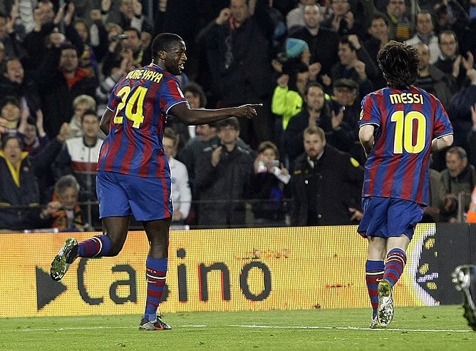 Touré celebra su gol ante el Deportivo