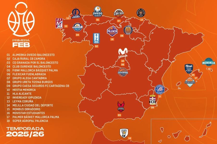 Tots els equips que competiran a la Primera FEB d&#039;aquesta temporada.