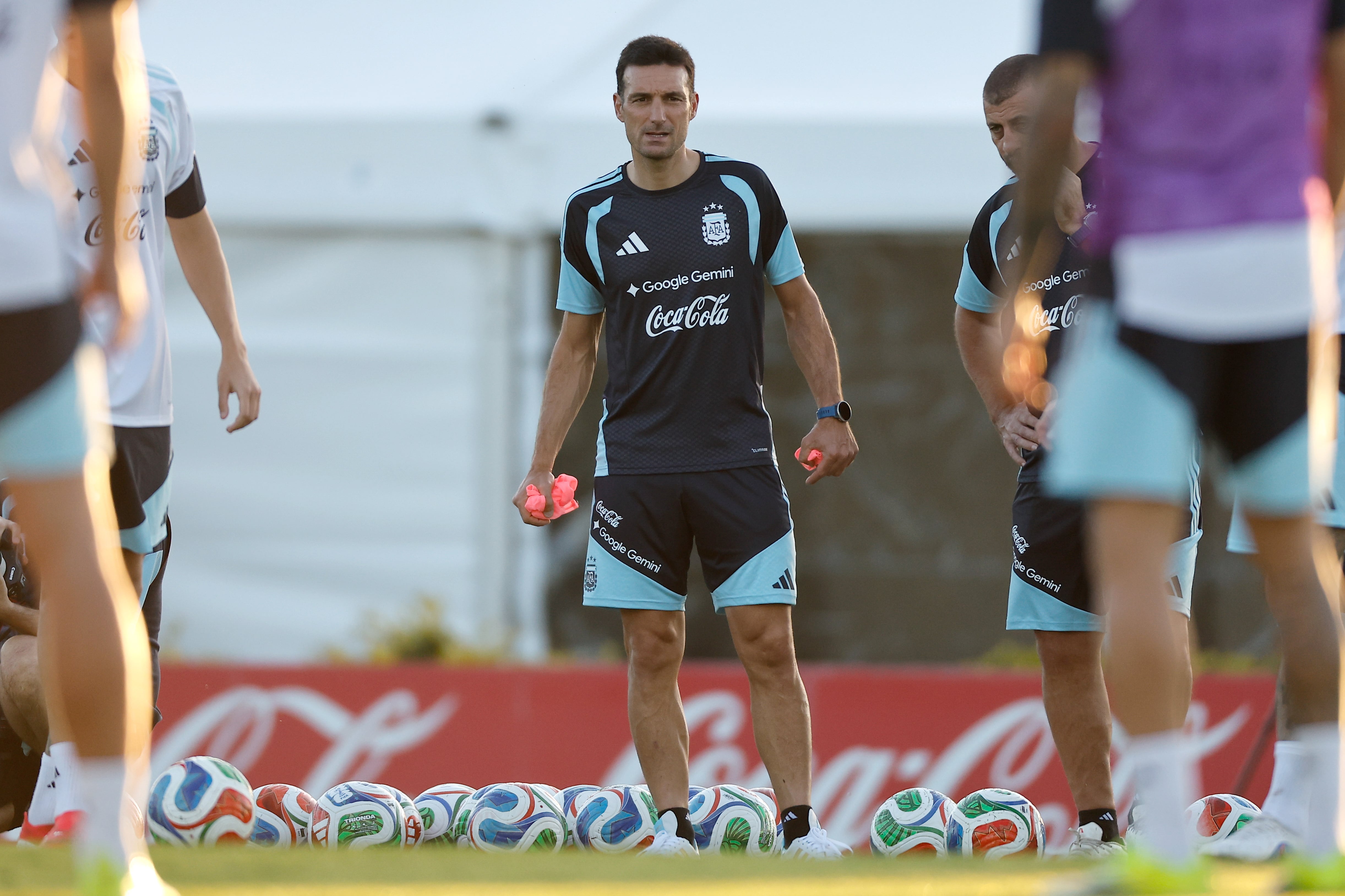 Lionel Scaloni durante un entrenamiento con la Selección Argentina