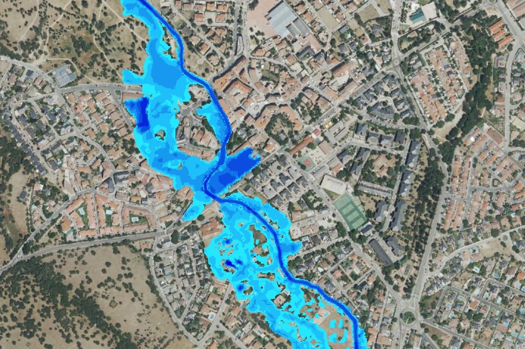 Zonas en riesgo potencial de inundaciones en el casco urbano de Soto del Real