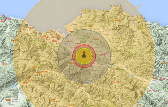 Simulación de una explosión nuclear de 10 megatones sobre Bilbao.