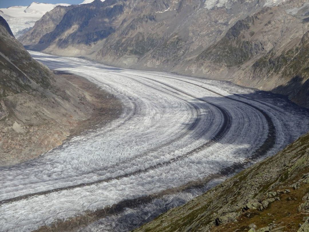 El glaciar Grosser Aletschgletscher, en los Alpes Suizos. 
 