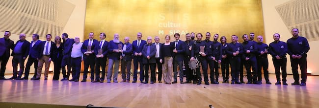 Todos los premiados y autoridades en los premios Sois Cultura Musical que se entregaron este jueves en el auditorio del ADDA.