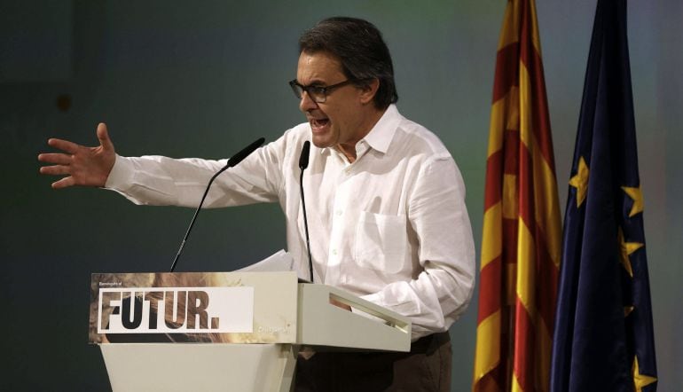 El presidente de la Generalitat, Artur Mas, durante su intervención en un acto donde ha esbozado algunos de sus próximos pasos y proyectos de cara a las elecciones catalanas del 27 de septiembre 