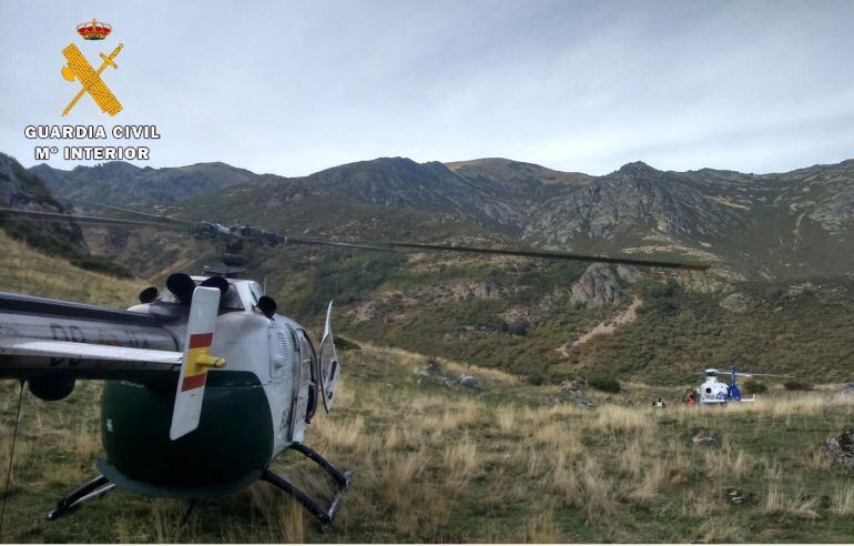 Intervención del helicóptero de la Unidad Aérea de León.