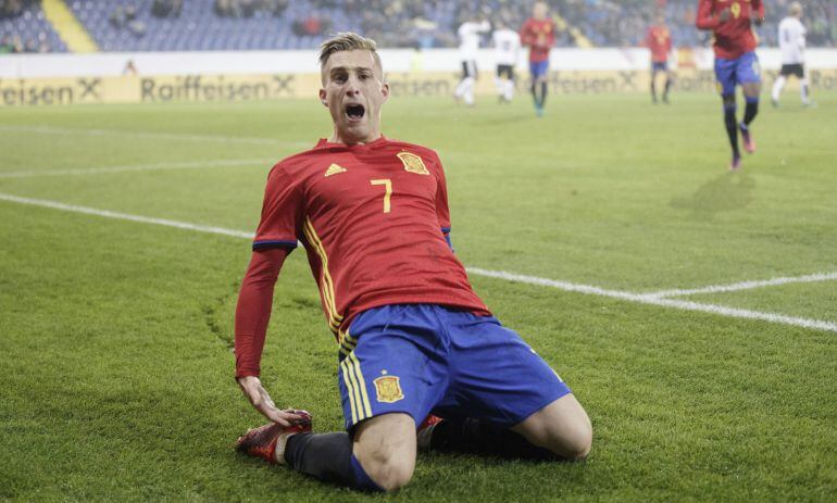 Deulofeu celebra su tanto ante Austria