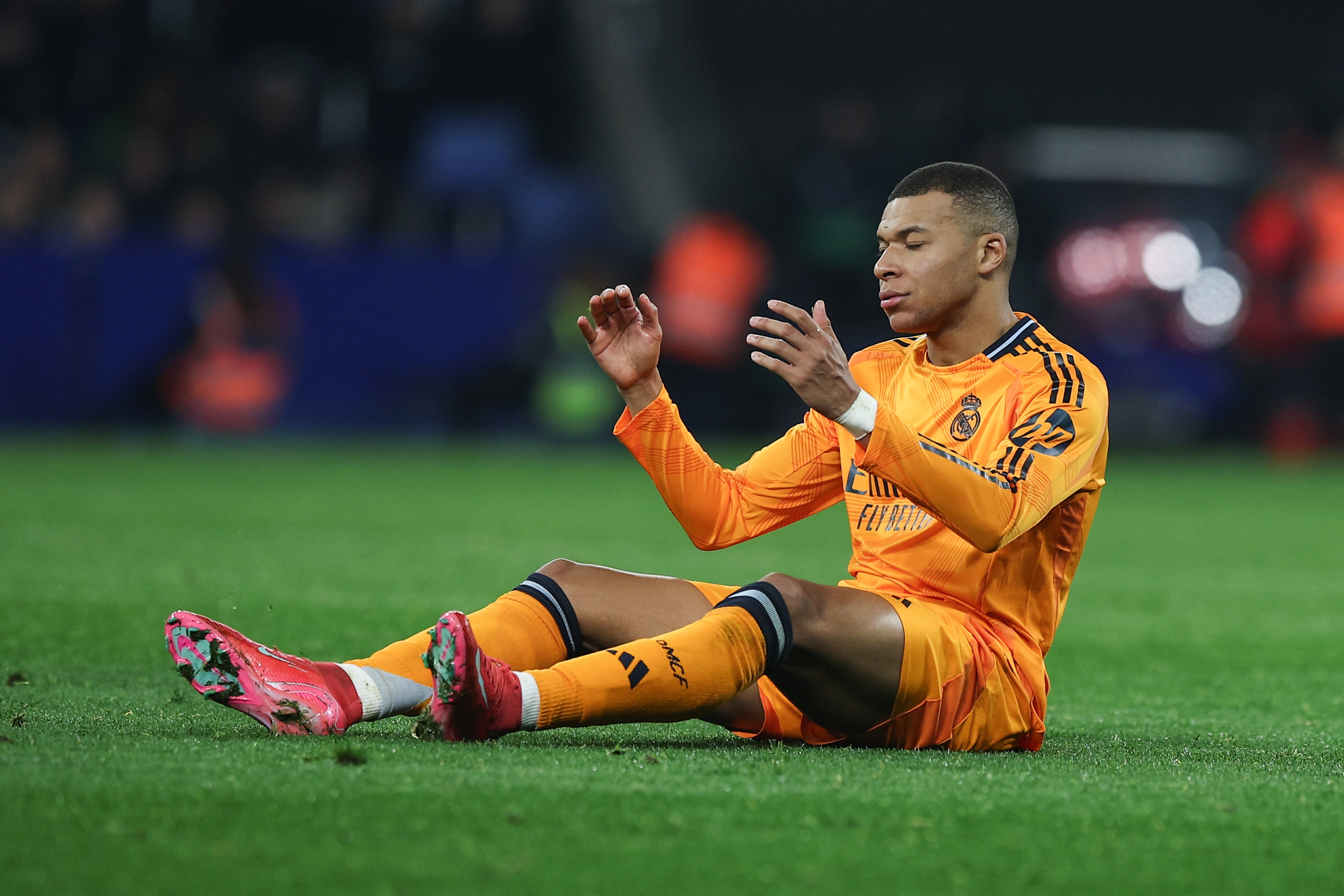 Kylian Mbappé, en el RCD Espanyol-Real Madrid de Liga