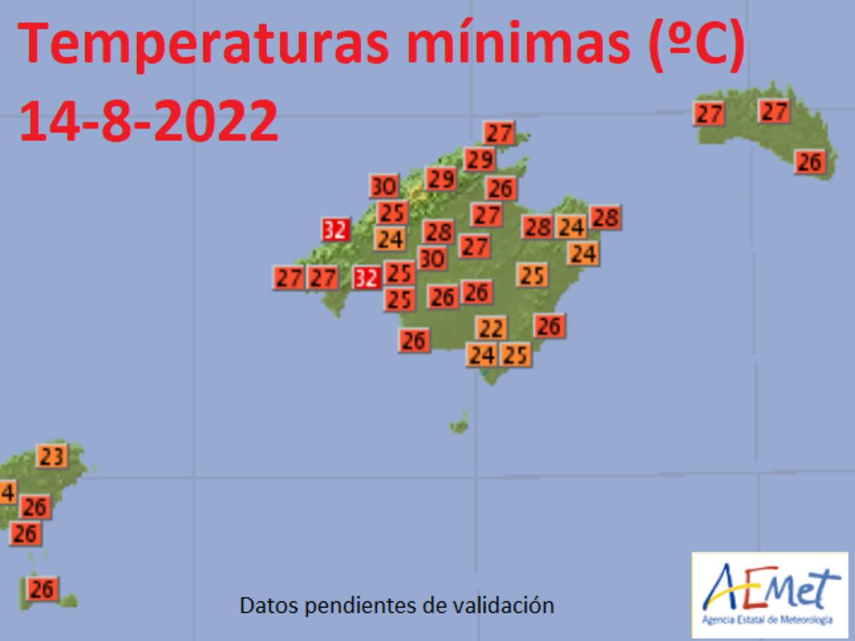 Baleares registra este sábado la noche más cálida del verano