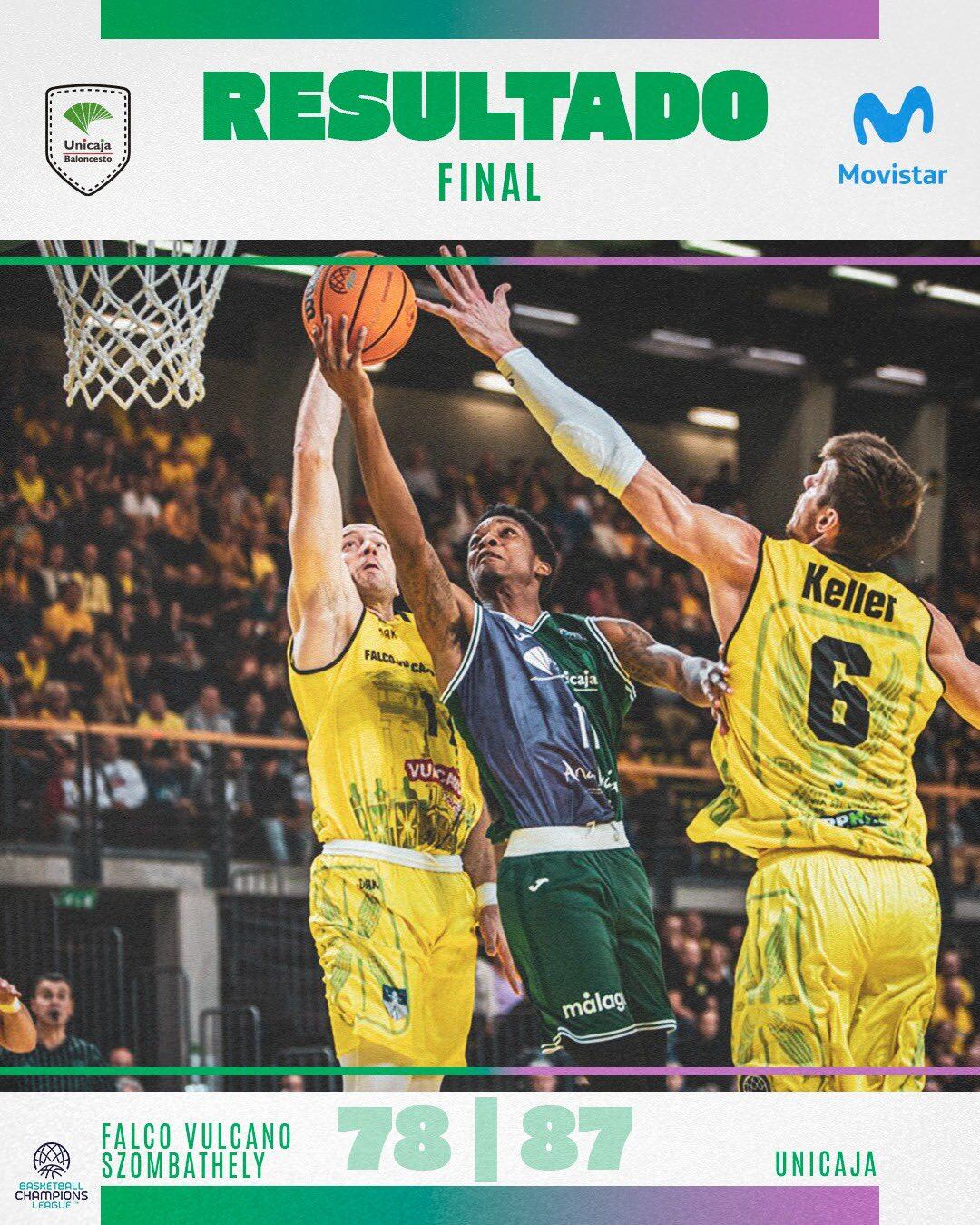 El Unicaja consiguió la primera victoria en la BCL ante el Falco Vulcano Szombathely