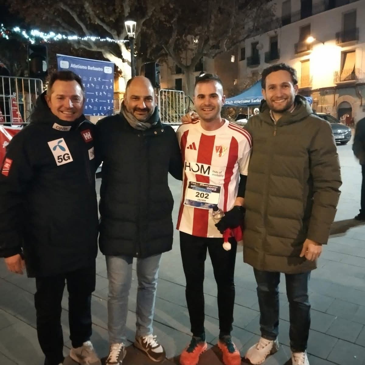 Los alcaldes de Barbastro y Monzón. Fernando Torres e Isaac Claver, con los concejales Lorenzo Borruel y Javier Garcés