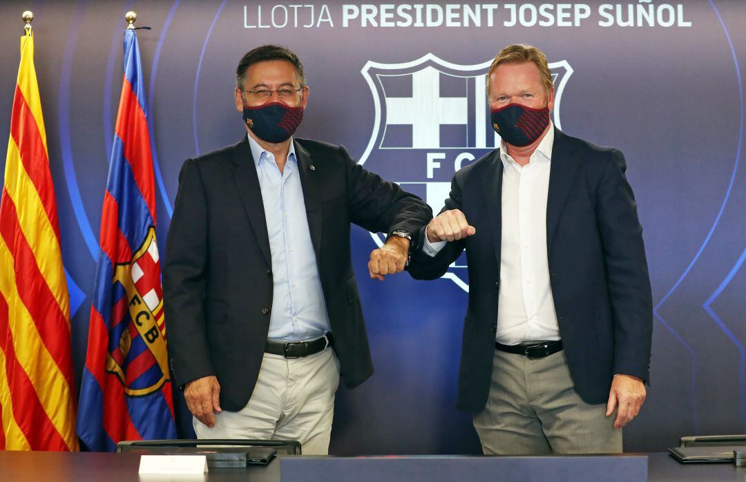 Bartomeu y Koeman en la presentación del técnico.