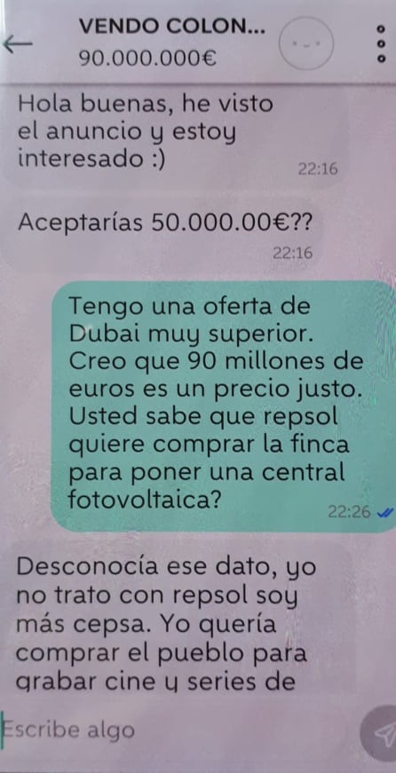 Una de las ofertas que dice haber recibido el propietario a través de Wallapop.