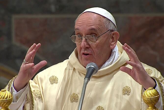 El papa Francisco, durante la celebración de su primera homilía como pontífice