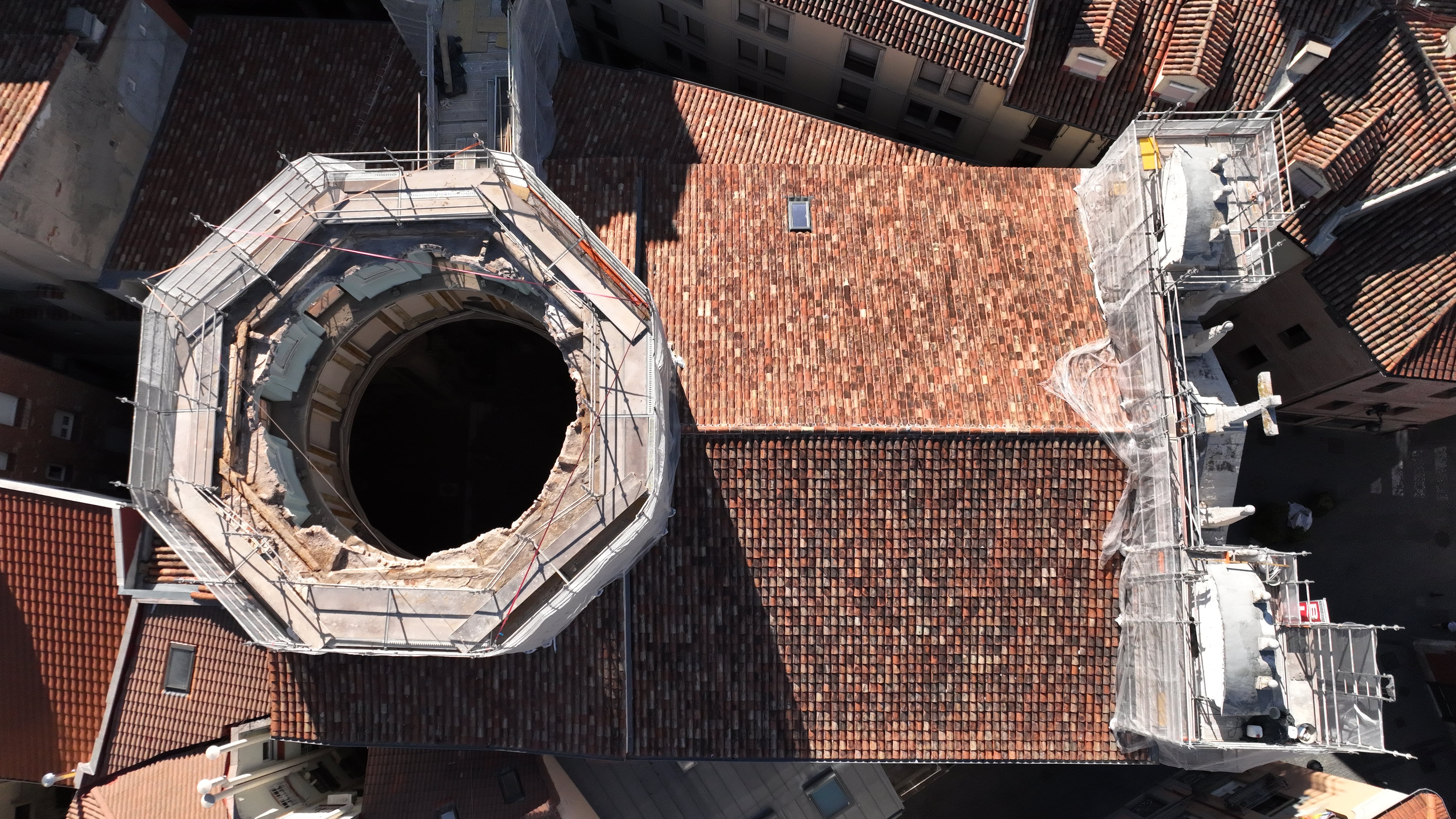 Estado actual de la iglesia de la Veracruz en Valladolid tras el derrumbe de la cúpula