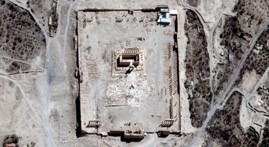 Imagen aérea del Templo de Baal antes de que fuera arrasado por el Estado Islámico.