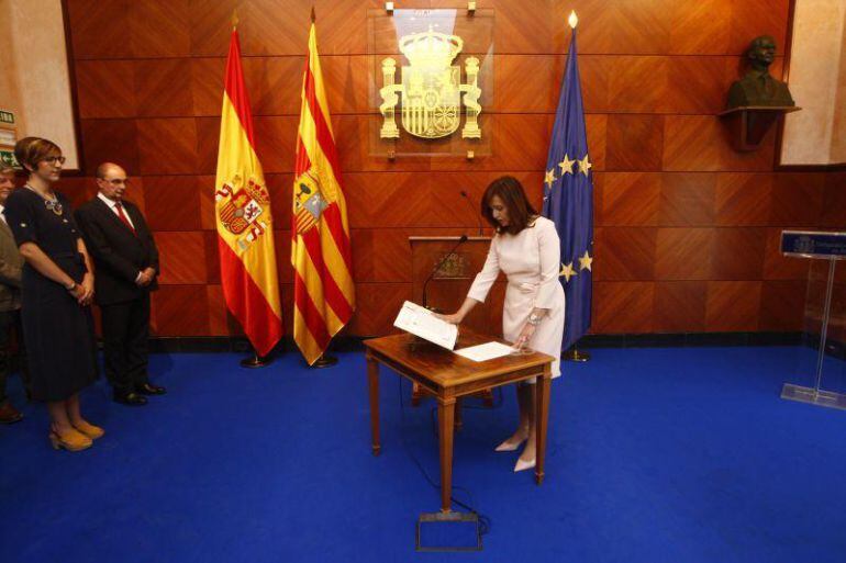 Carmen Sánchez en el día de su toma de posesión como Delegada del Gobierno en Aragón