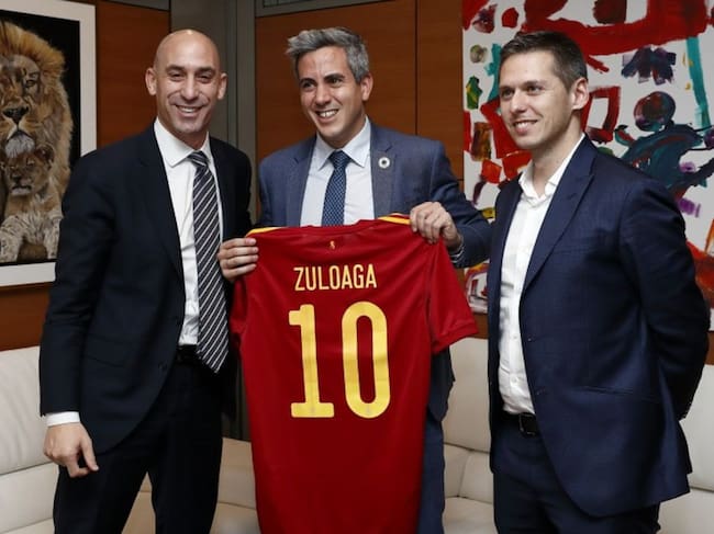 Luis Rubiales (Presidente RFEF), Pablo Zuloaga (Consejero de Deportes) y Mario Iglesias (Director General de Deportes)