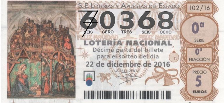 El número de las participaciones de la loteria de navidad del CD Cervera de los Montes es el 70.638 y no el 60.368 como fue impreso