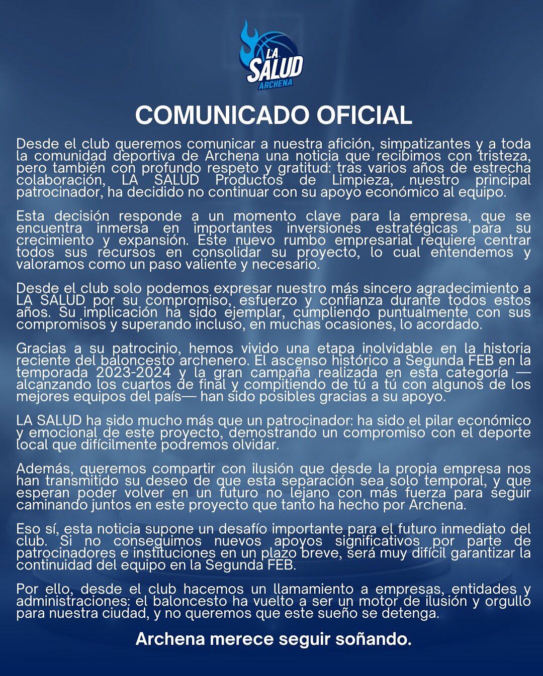 Comunicado en redes sociales