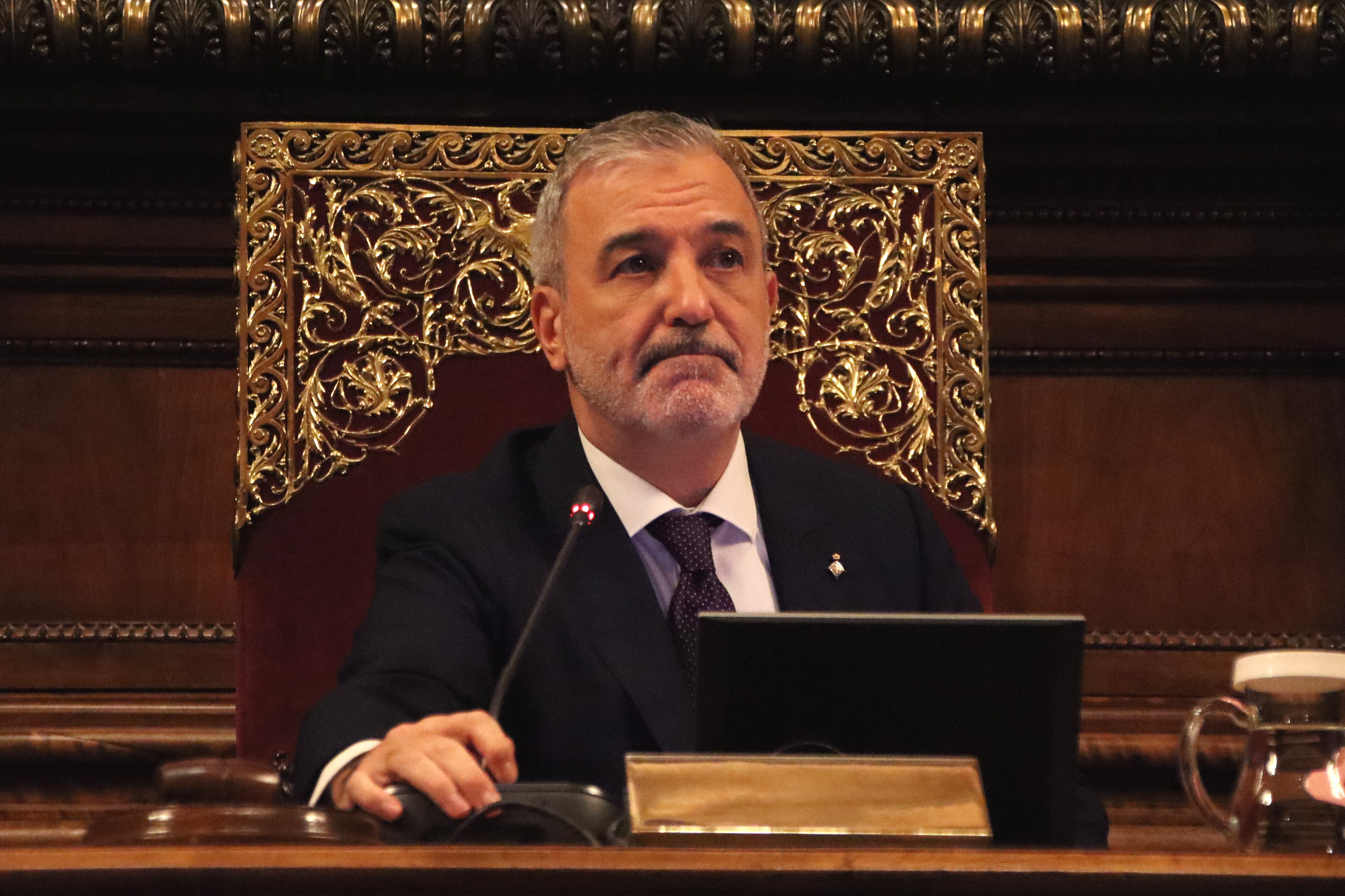 L&#039;alcalde Jaume Collboni en un moment del ple de l&#039;Ajuntament de Barcelona. @Blanca Blay