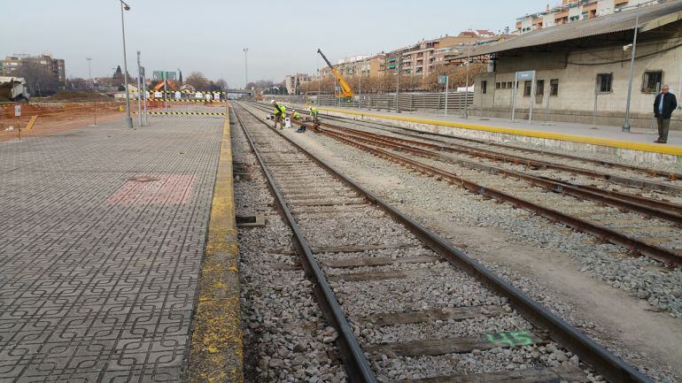 Imagen de archivo de las obras del AVE en la estación de tren de Granada