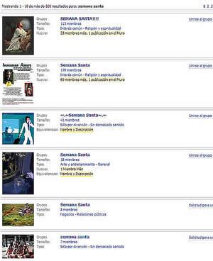 Búsqueda de la festividad &quot;Semana Santa&quot; en Facebook