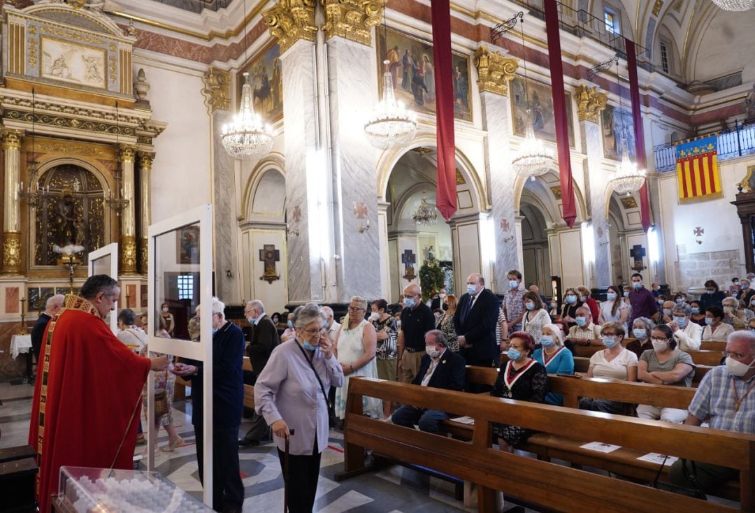 Imagen de la parroquia de El Salvador y Santa Mónica de València esta semana donde se ha celebrado la fiestas del Cristo de la Fe bajo estrictas normas de seguridad sanitaria