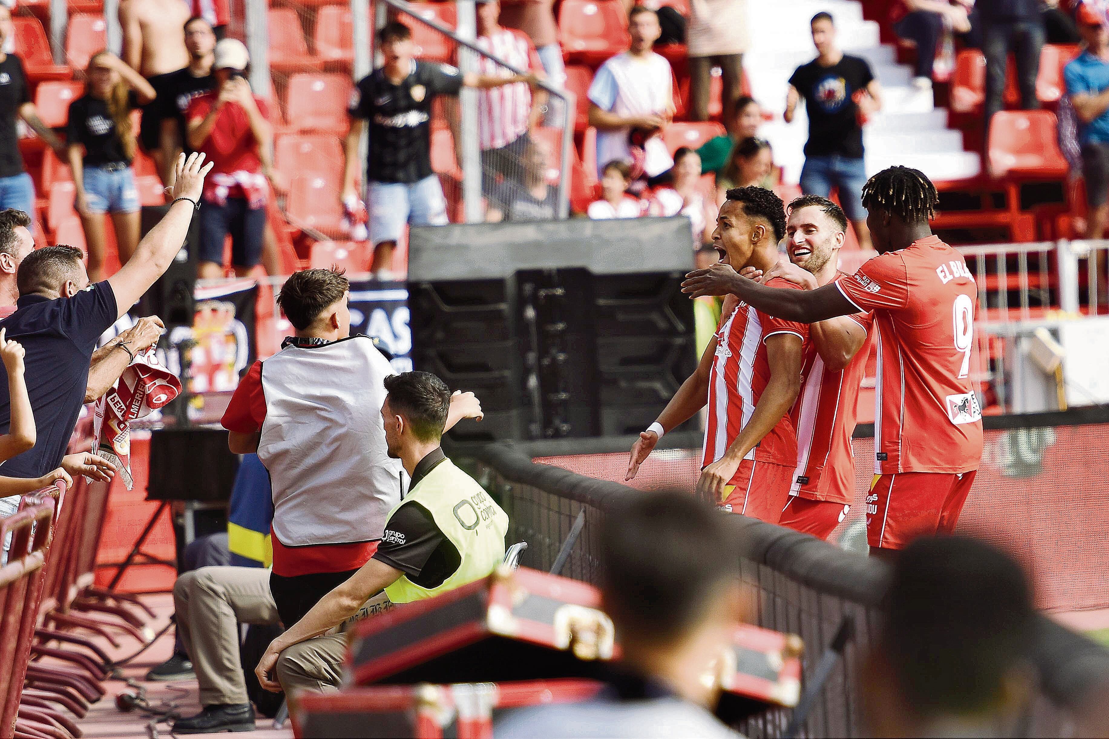 Lázaro celebrando con rabia el empate contra el Celta.