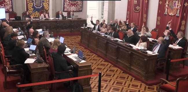 Pleno del Ayuntamiento de Cartagena durante la votación