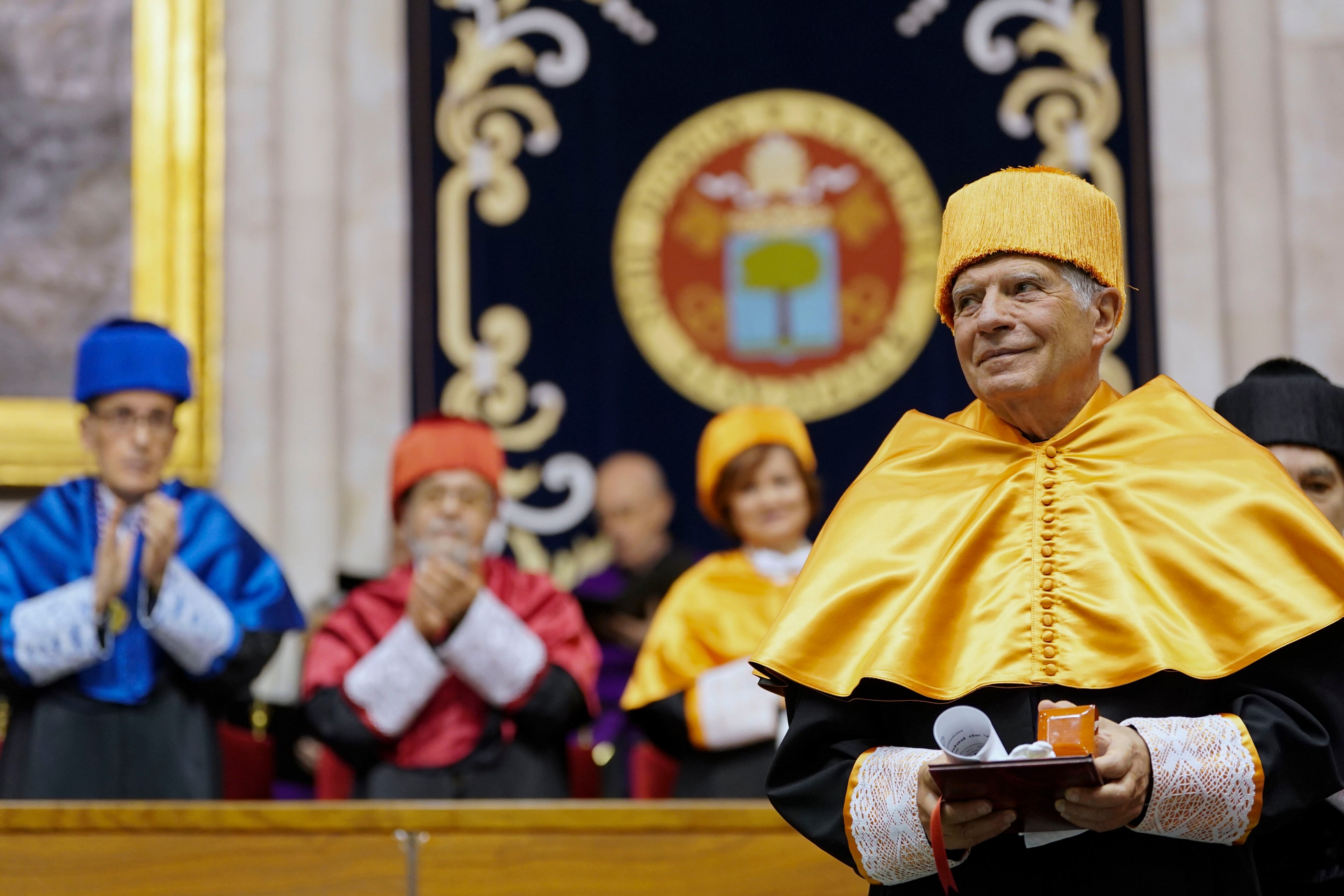 Josep Borrell, reconocido como doctor honoris causa, este viernes en la Universidad de Valladolid.