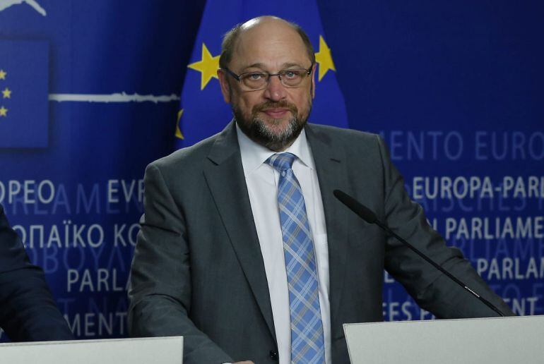 El presidente del Parlamento Europeo, Martin Schulz, durante una rueda de prensa en el Parlamento Europeo de Bruselas