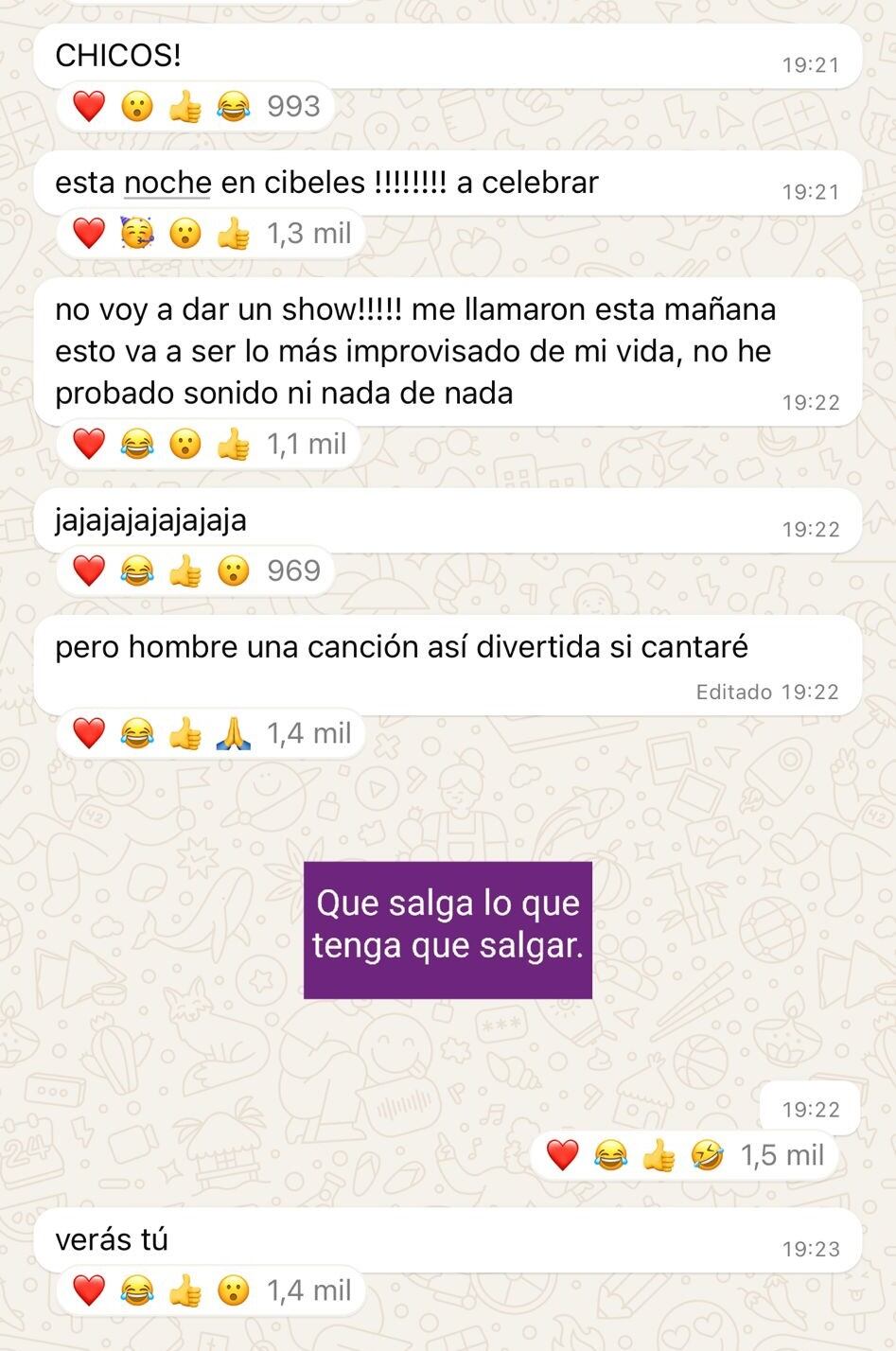 Mensajes de Aitana en su canal de WhatsApp